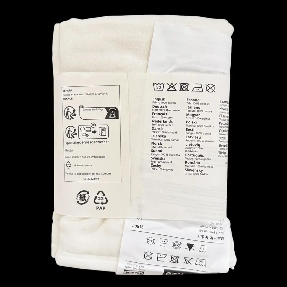 IKEA SANELA Off-White Velvet Cotton Pillow Cover 20